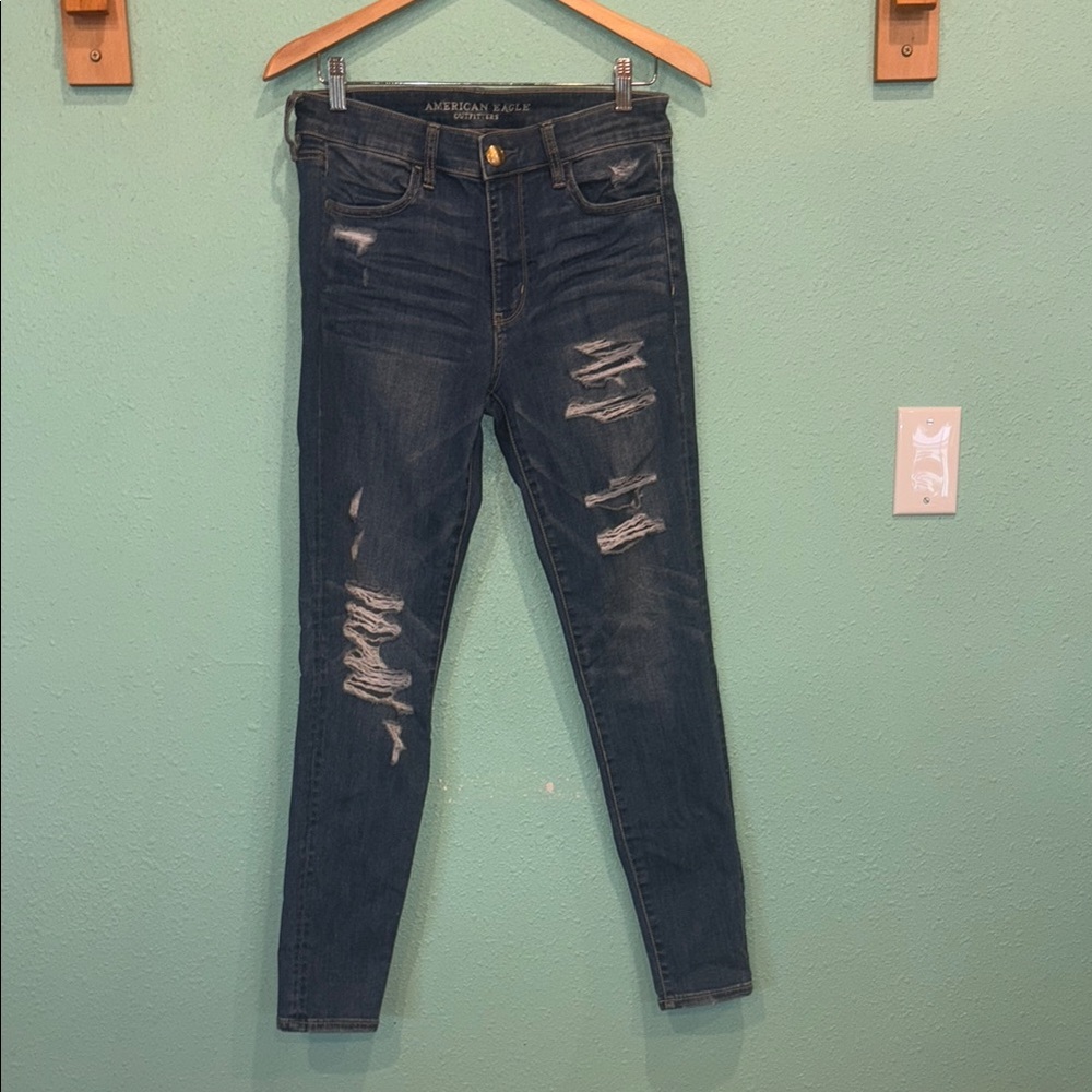 American Eagle Outfitters Women's Dark Blue High Rise Jegging. Size 8